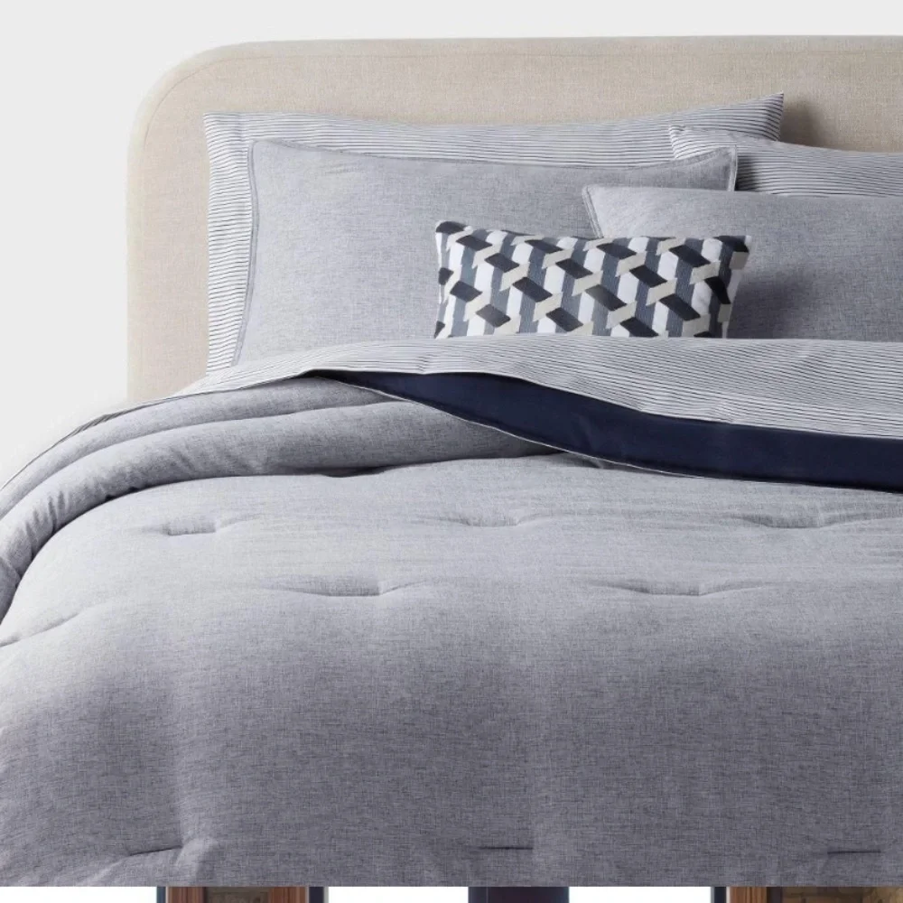 Today only NWT Threshold Chambray Comforter Sheet Set - Navy and Gray